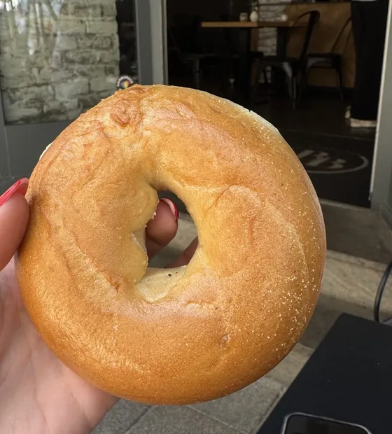 Plain Bagel in der Hand